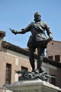 Bronze Statue Don Alvaro de Bazan, Famous Admiral, Plaza de la Villa, Madrid Spain. Statue in front of Casa de Cisneros, created i Royalty Free Stock Photo